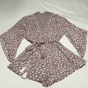 TRUSTING IN YOU DOTTED ROMPER - TAUPE